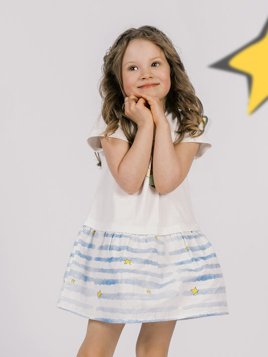Girls Two Tone Print Dress