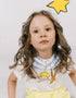 Girls Pleated Collar Print Tee