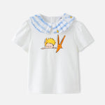 Girls Pleated Collar Print Tee