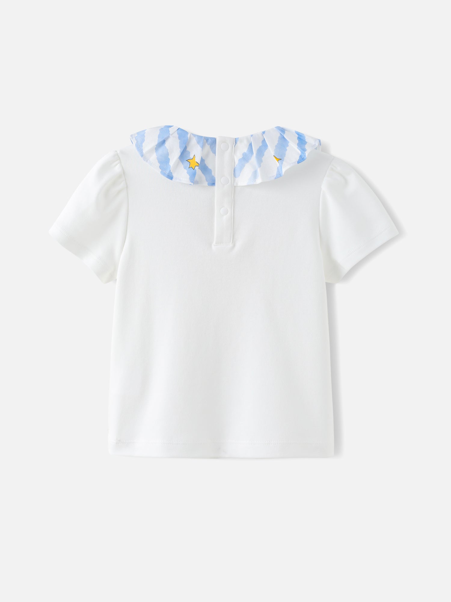Girls Pleated Collar Print Tee