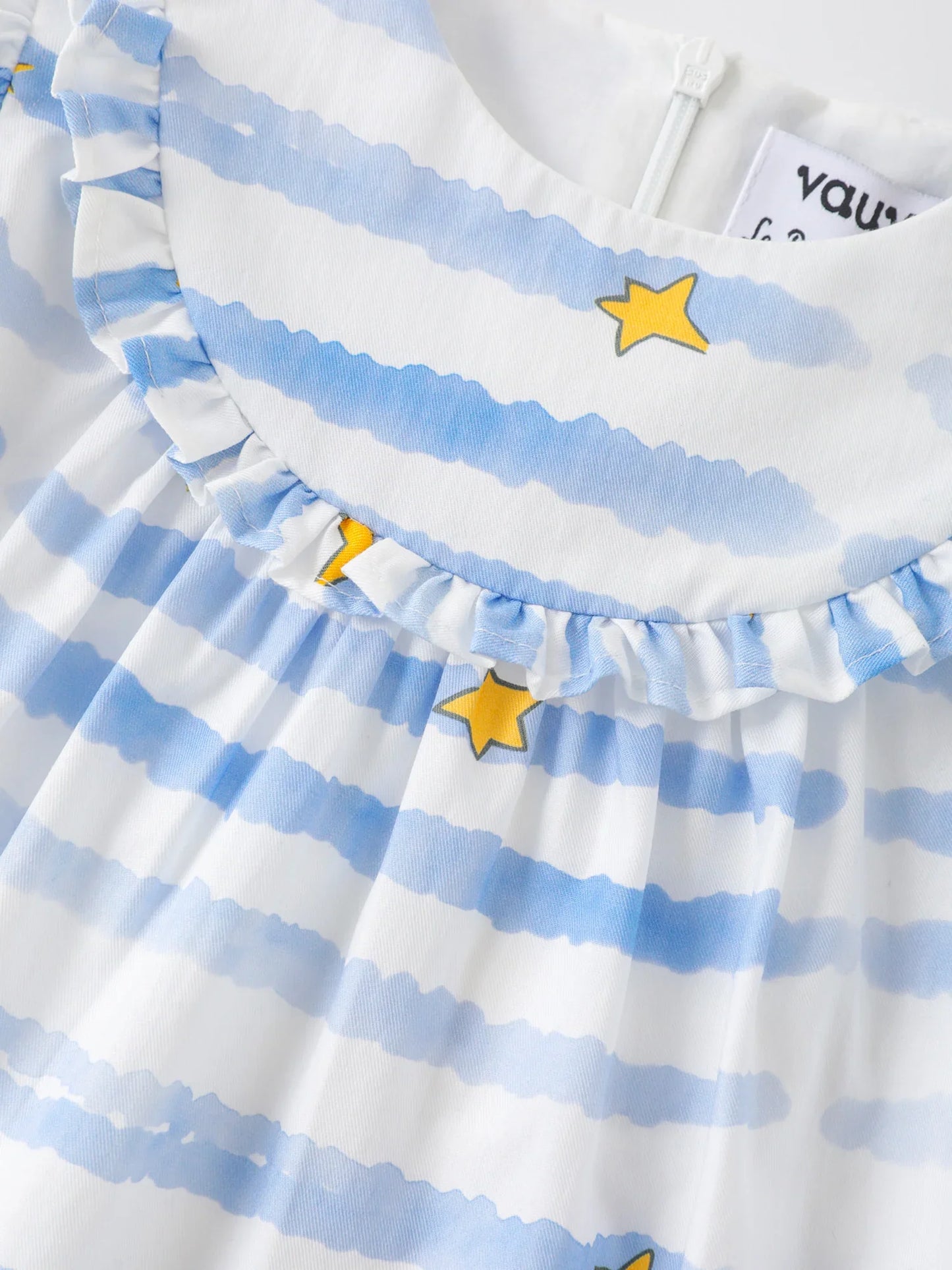 Girls Stripy Puff Sleeves Top