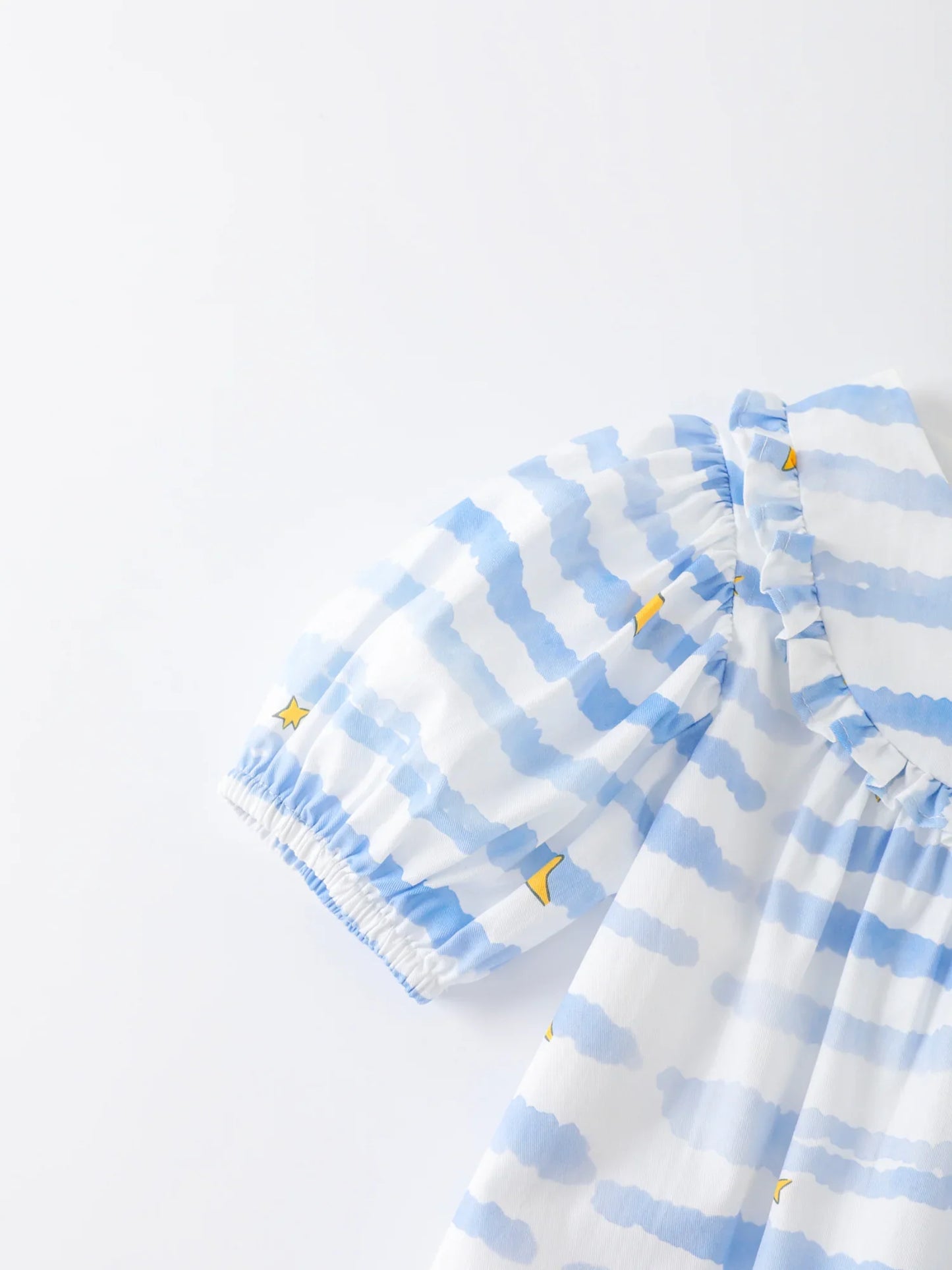 Girls Stripy Puff Sleeves Top