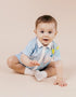 Baby Short Sleeve Colorblock All-Over Print Romper