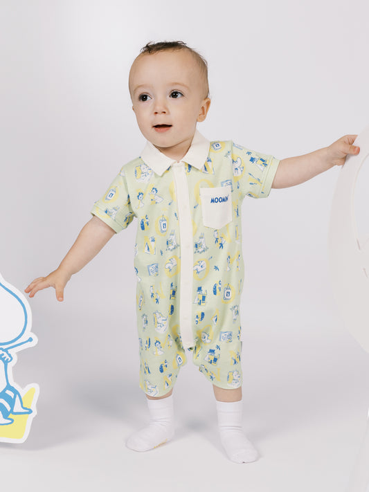 Baby All‑Over Moomin Print Green Romper