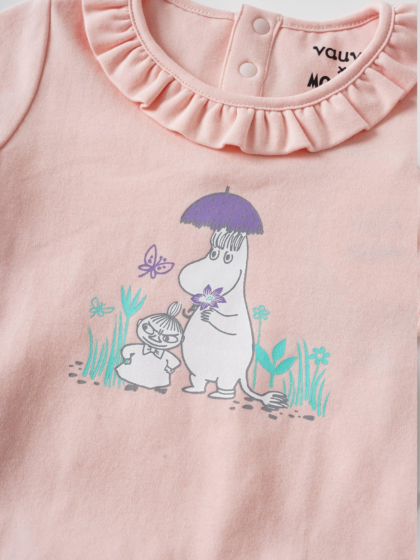 Baby Ruffle Neck Short Sleeve Print Bodysuit