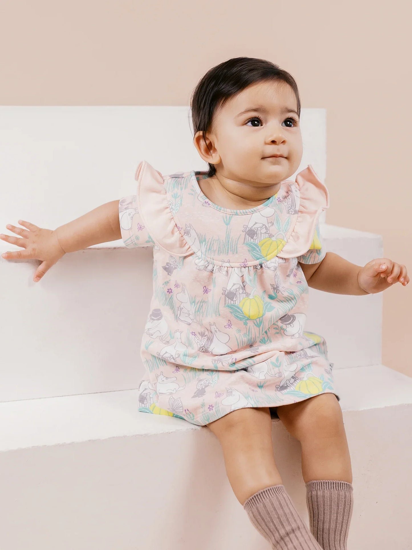 Baby Ruffle Collar All‑Over Print Dress