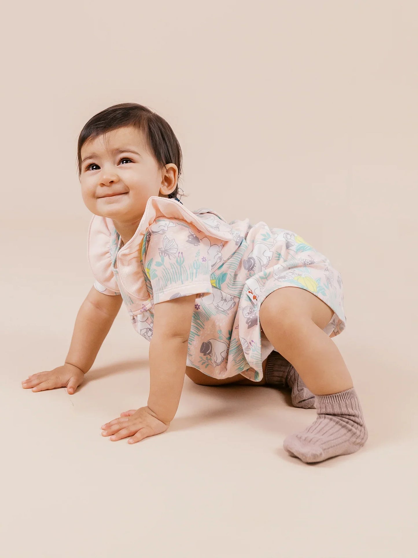 Baby Ruffle Collar All‑Over Print Dress