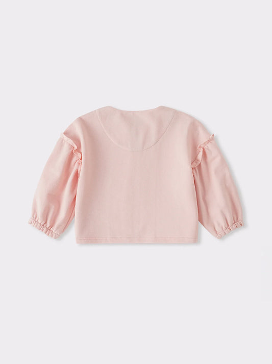 Baby Balloon Sleeve Print Zipped Jacket