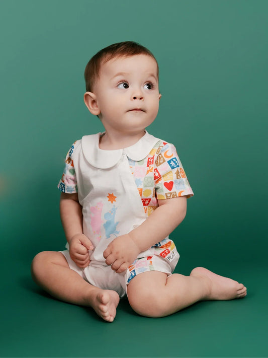 Moomin 80Th Anniversary Baby Babydoll Collar Short Sleeve Print Romper