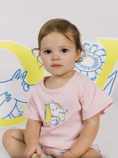 Flutter‑Sleeve Moomin Print Baby T‑Shirt