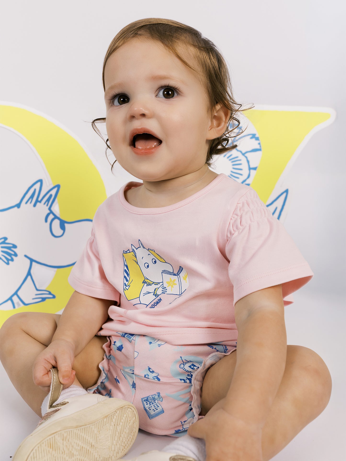 Flutter‑Sleeve Moomin Print Baby T‑Shirt