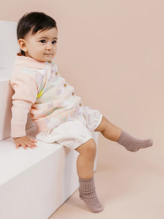 Baby Polo Neck Print Cardigan