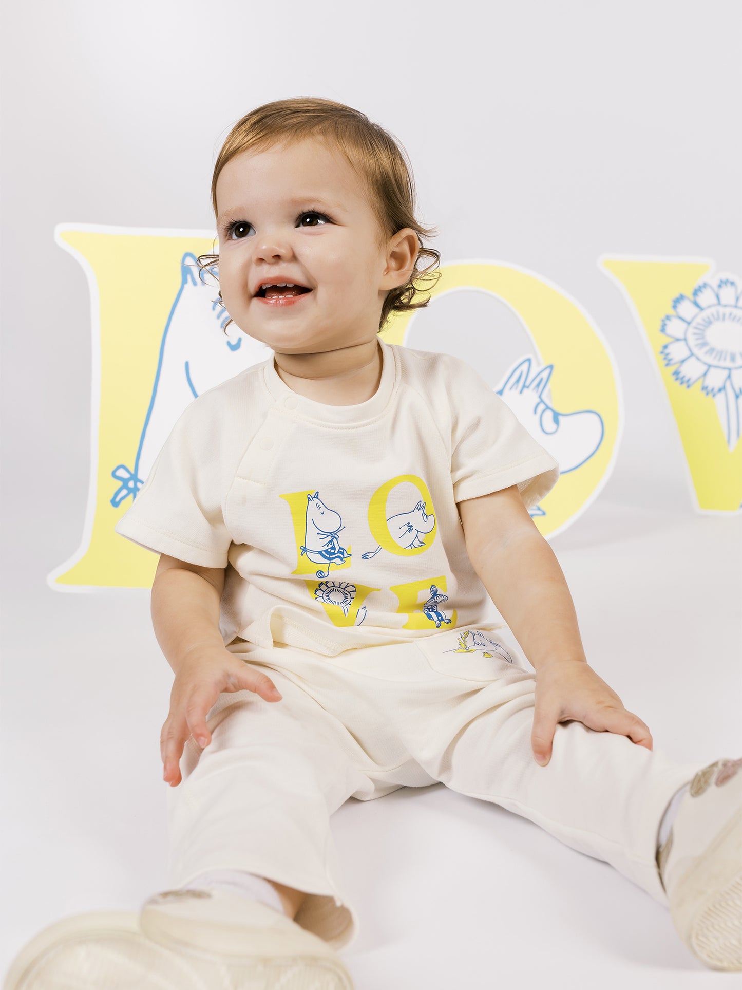 Moomin "L-O-V-E" Print Baby Short‑Sleeve Sweatshirt