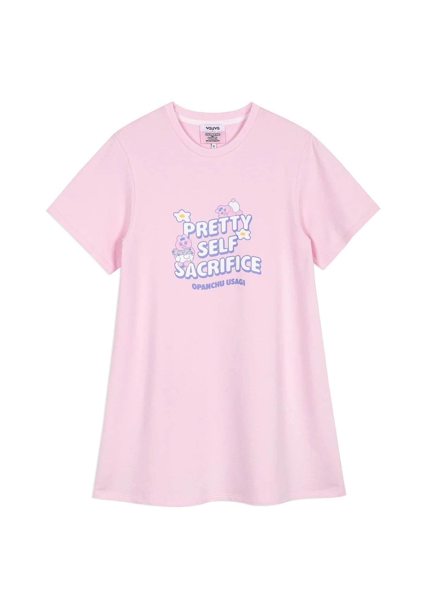 “Pretty Self Sacrifice” Long‑Sleeve Pink Sweatshirt Dress