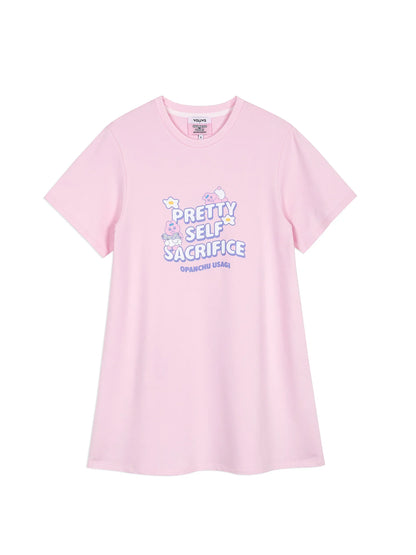 “Pretty Self Sacrifice” Long‑Sleeve Pink Sweatshirt Dress
