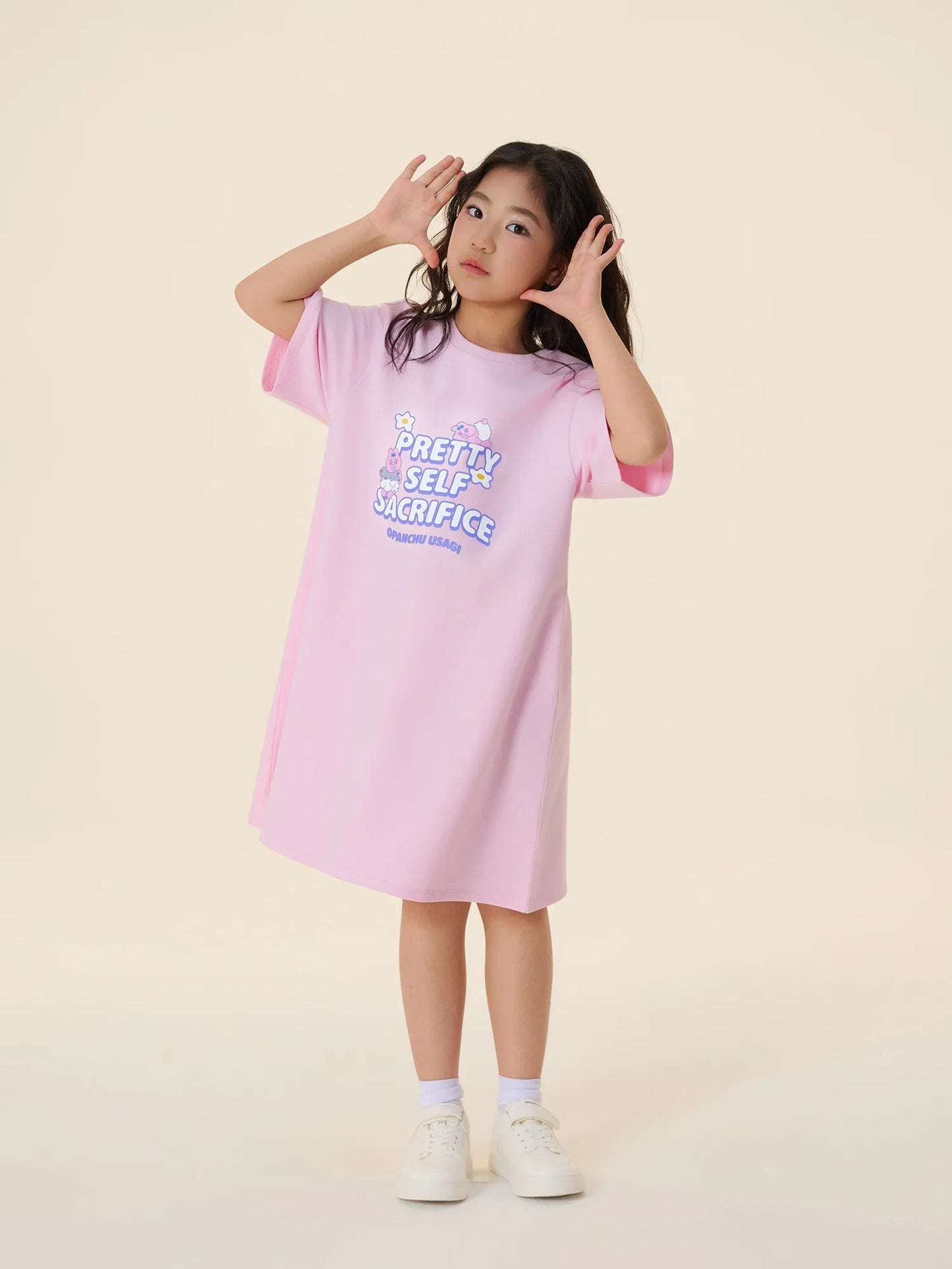 “Pretty Self Sacrifice” Long‑Sleeve Pink Sweatshirt Dress
