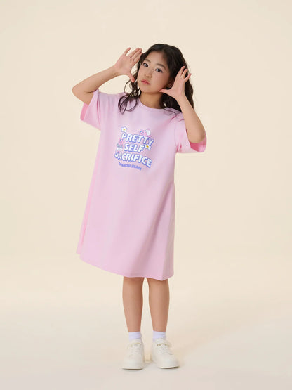 “Pretty Self Sacrifice” Long‑Sleeve Pink Sweatshirt Dress