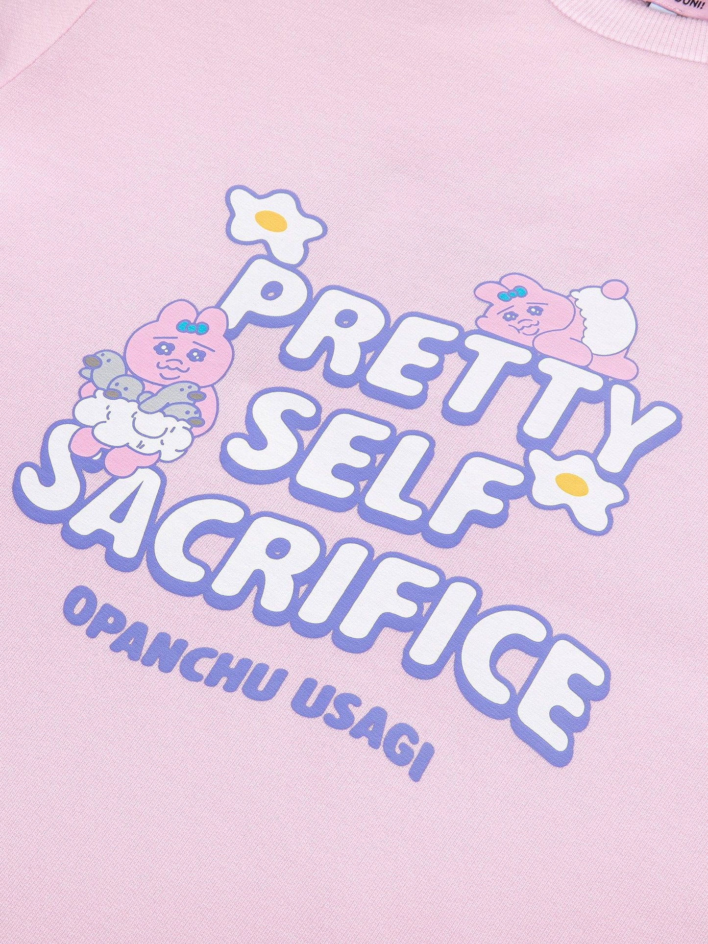 “Pretty Self Sacrifice” Long‑Sleeve Pink Sweatshirt Dress