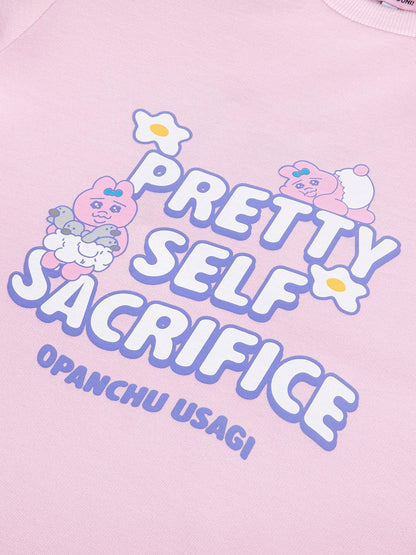 “Pretty Self Sacrifice” Long‑Sleeve Pink Sweatshirt Dress