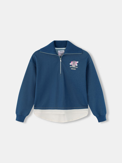 Quarter-Zip Layered Sweatshirt
