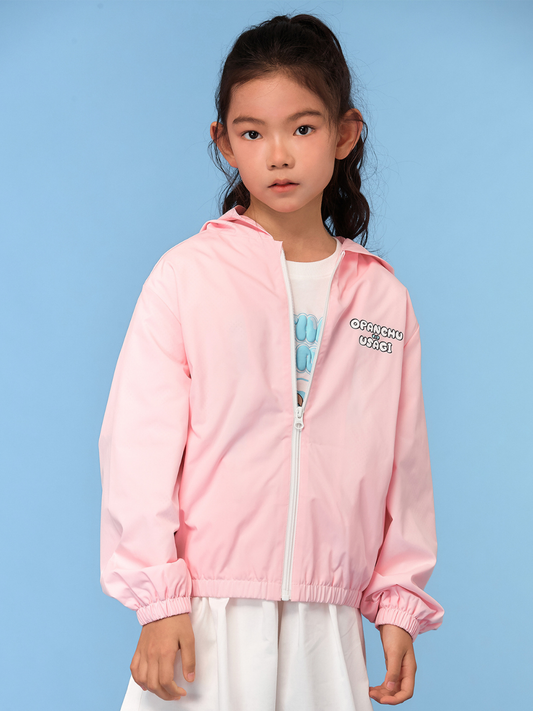 Minimal Logo Hooded Windbreaker Jacket