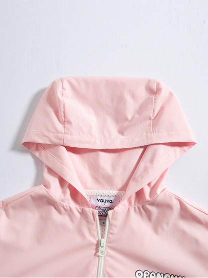 Minimal Logo Hooded Windbreaker Jacket