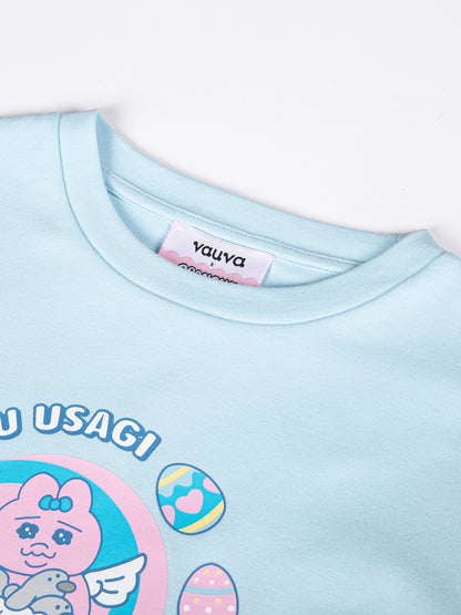 (Ships 17/4) Angel Bunny Light Blue Graphic Sweatshirt