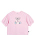Puff‑Sleeve Egg Pop Pink Graphic T‑Shirt