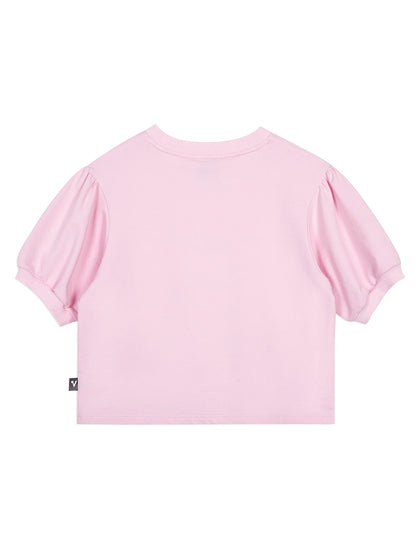 Puff‑Sleeve Egg Pop Pink Graphic T‑Shirt