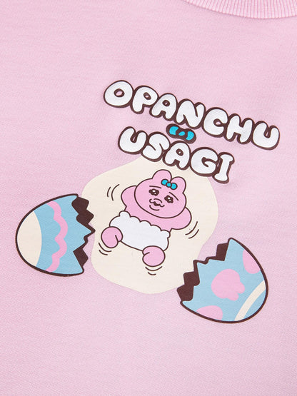 Puff‑Sleeve Egg Pop Pink Graphic T‑Shirt