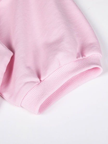 Puff‑Sleeve Egg Pop Pink Graphic T‑Shirt