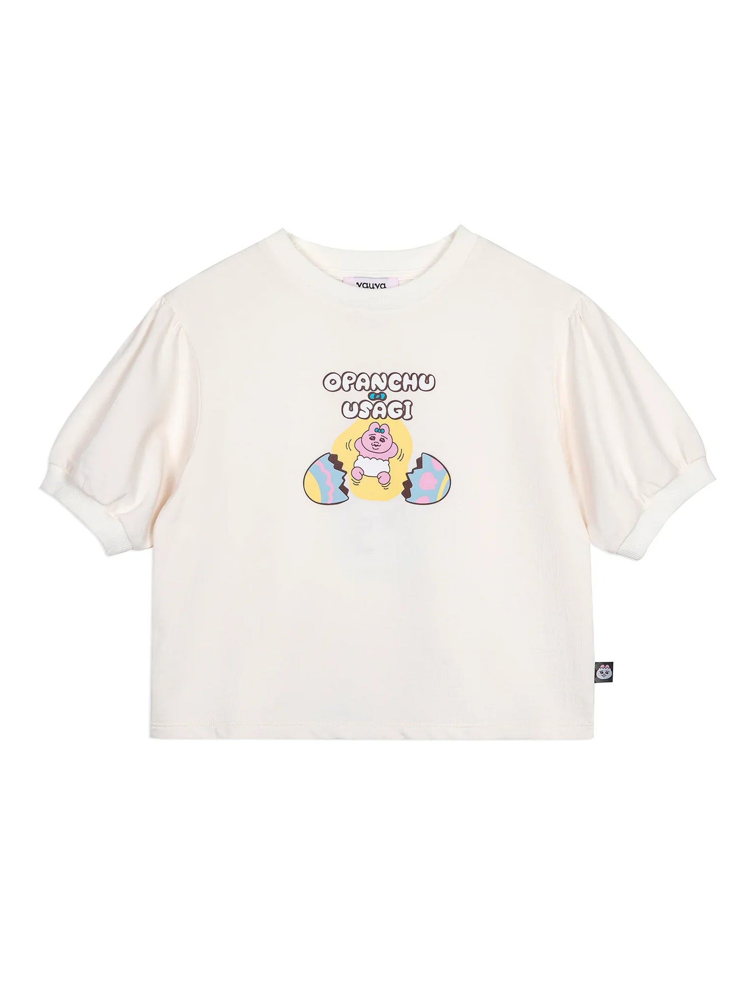 Puff‑Sleeve Egg Pop Graphic T‑Shirt