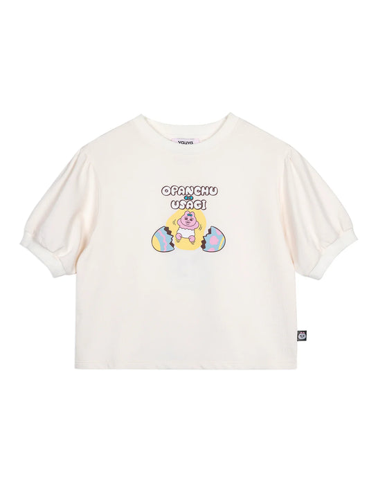 Puff‑Sleeve Egg Pop Graphic T‑Shirt