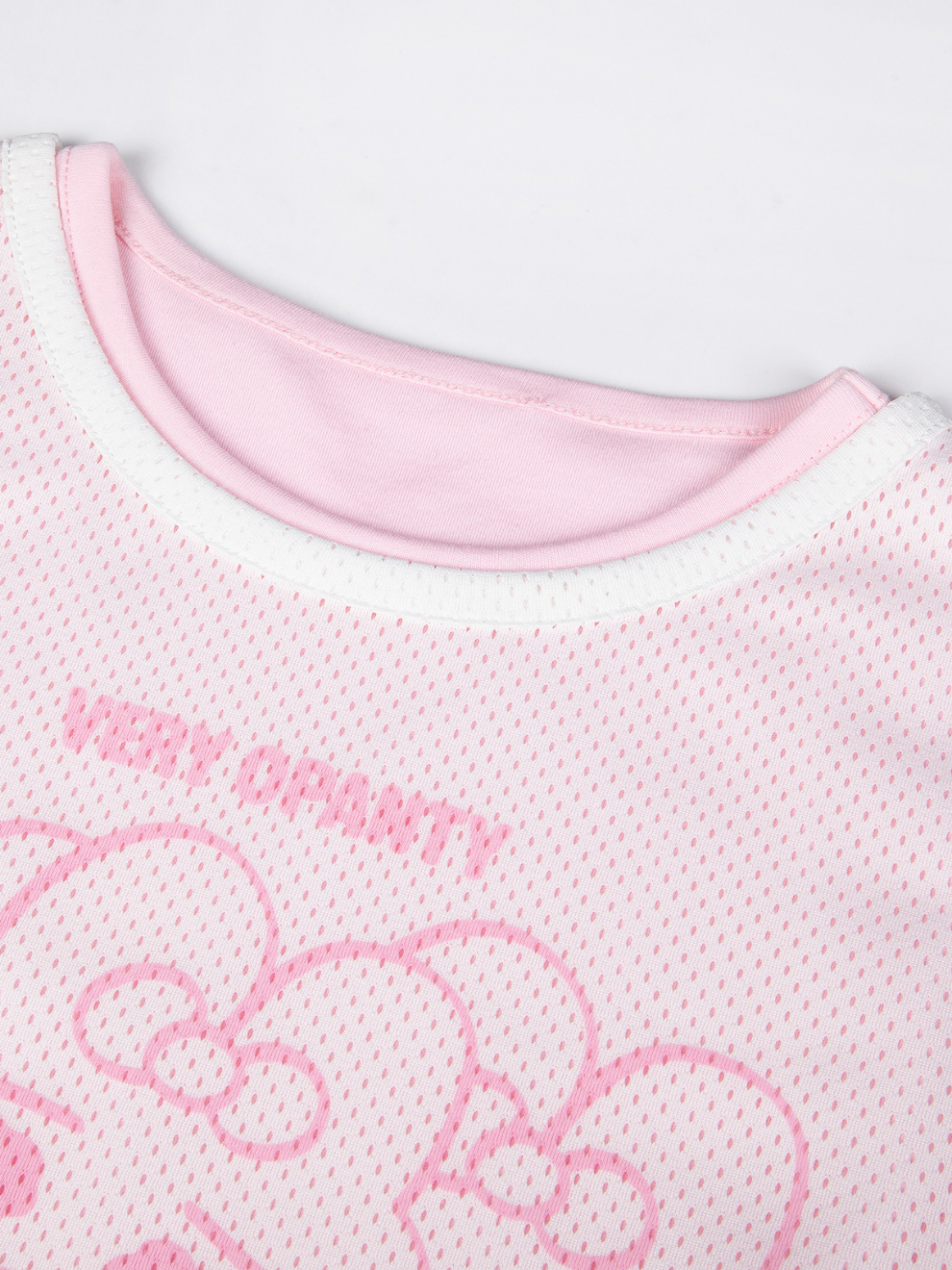 Pastel Mesh Layered Graphic T‑Shirt