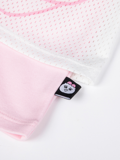 Pastel Mesh Layered Graphic T‑Shirt