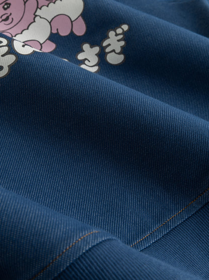 Opanchu Usagi Graphic Back Print Denim Bomber Jacket