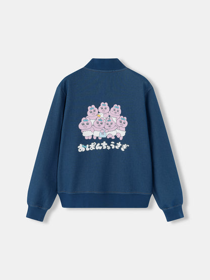 Opanchu Usagi Graphic Back Print Denim Bomber Jacket
