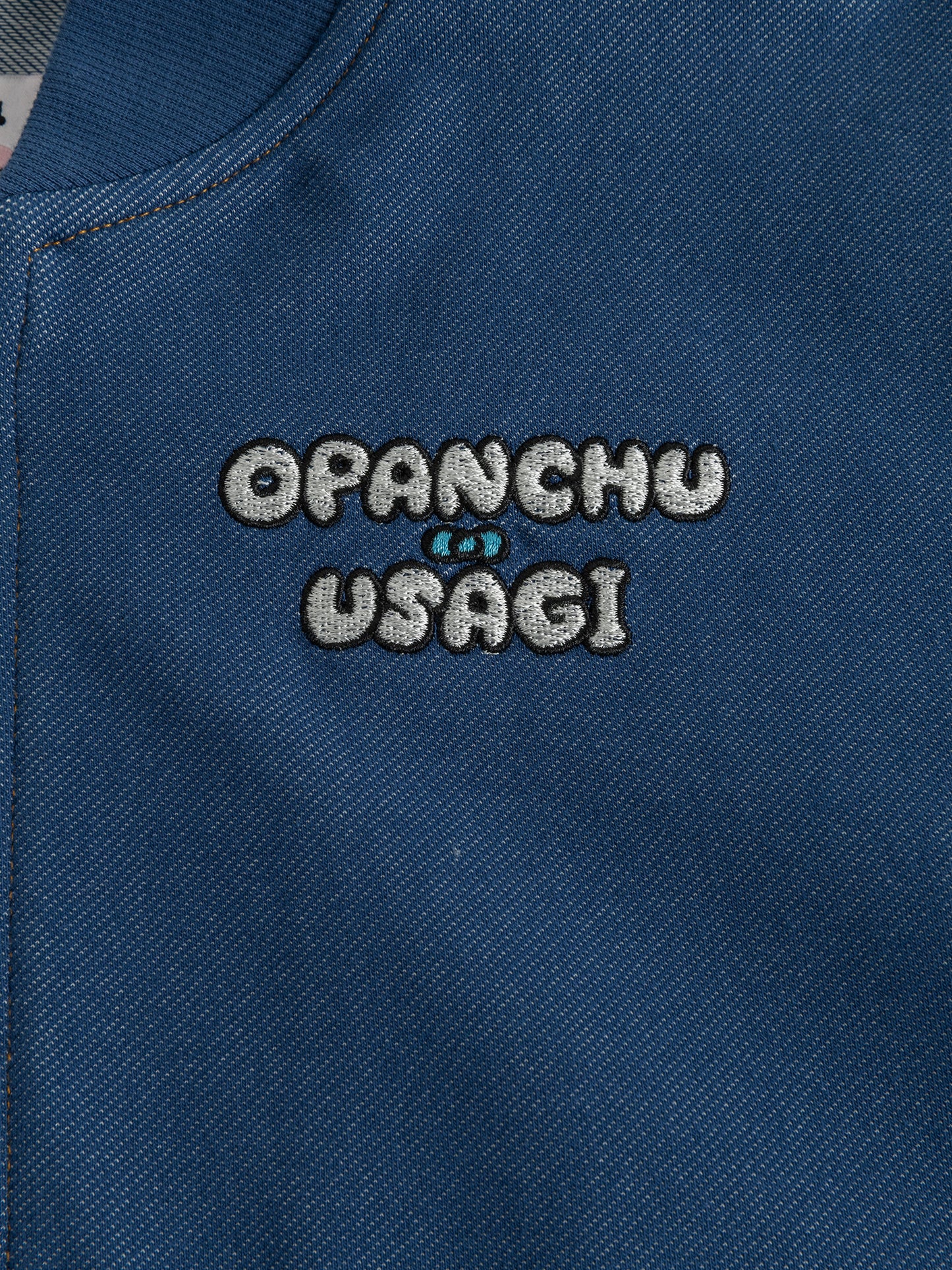 Opanchu Usagi Graphic Back Print Denim Bomber Jacket