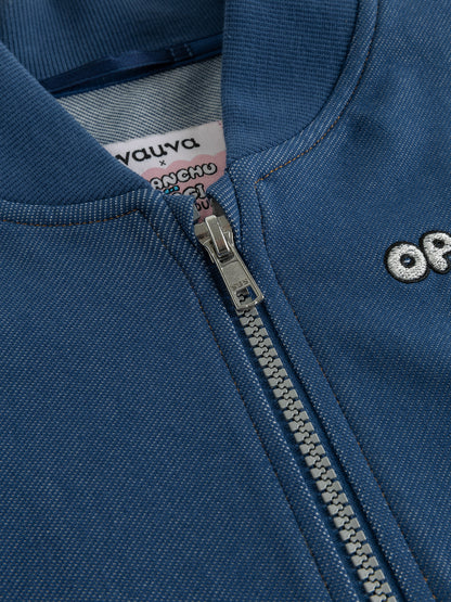 Opanchu Usagi Graphic Back Print Denim Bomber Jacket