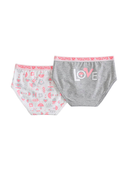 VAUVA Vauva Girls Organic Cotton Underwear - Vauva Pattern / Grey Love Underwear