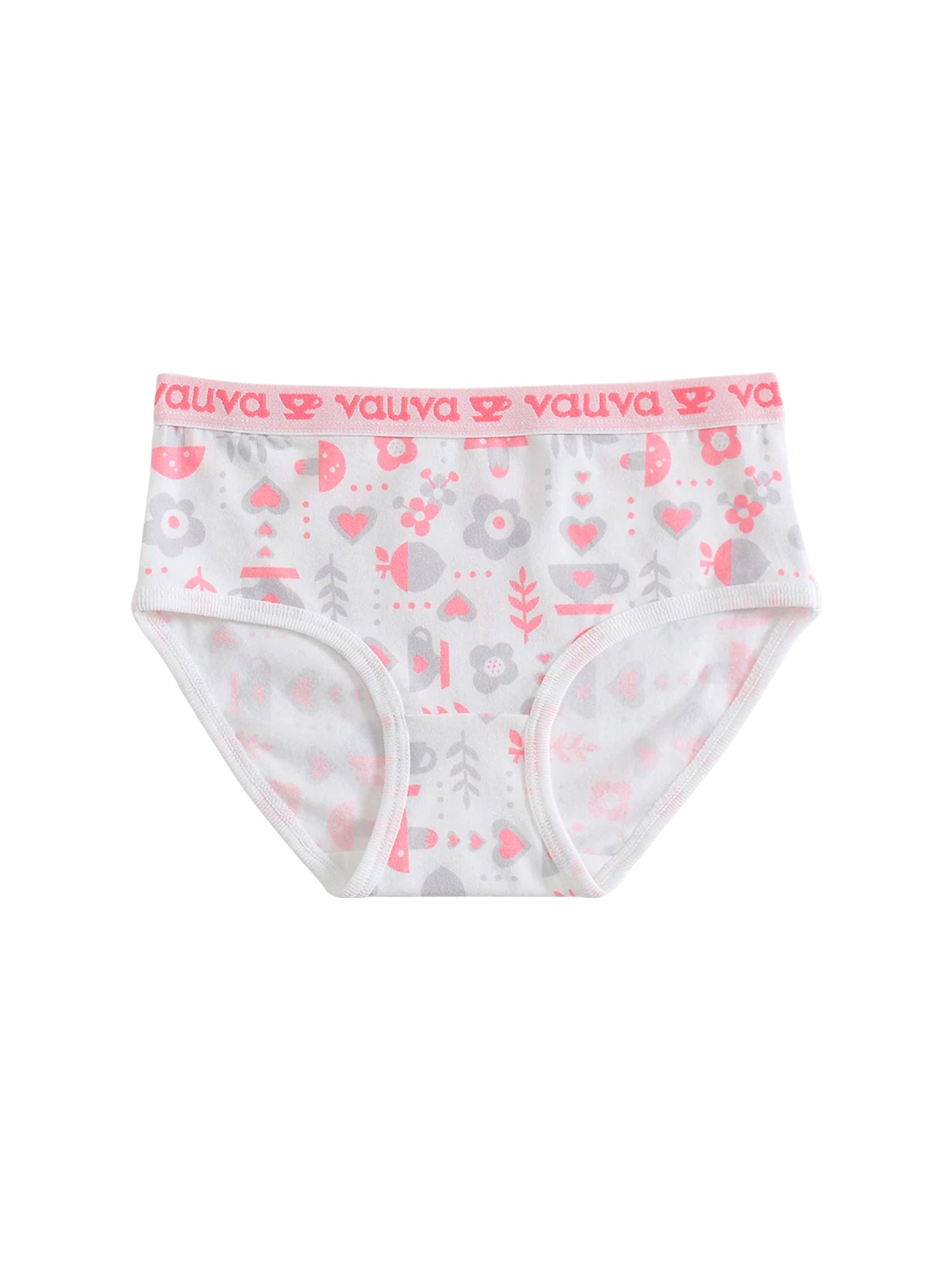 VAUVA Vauva Girls Organic Cotton Underwear - Vauva Pattern / Grey Love Underwear