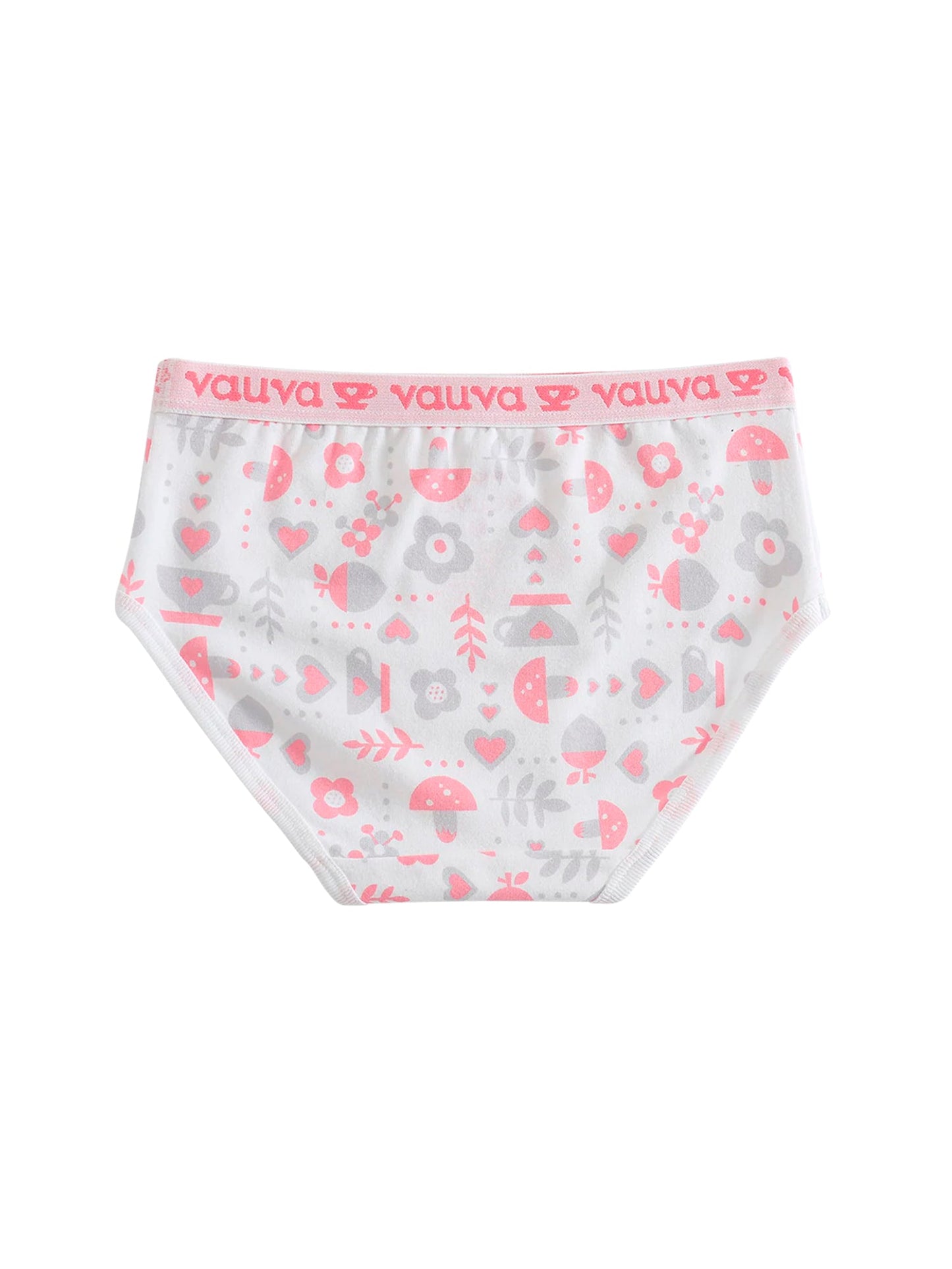 VAUVA Vauva Girls Organic Cotton Underwear - Vauva Pattern / Grey Love Underwear