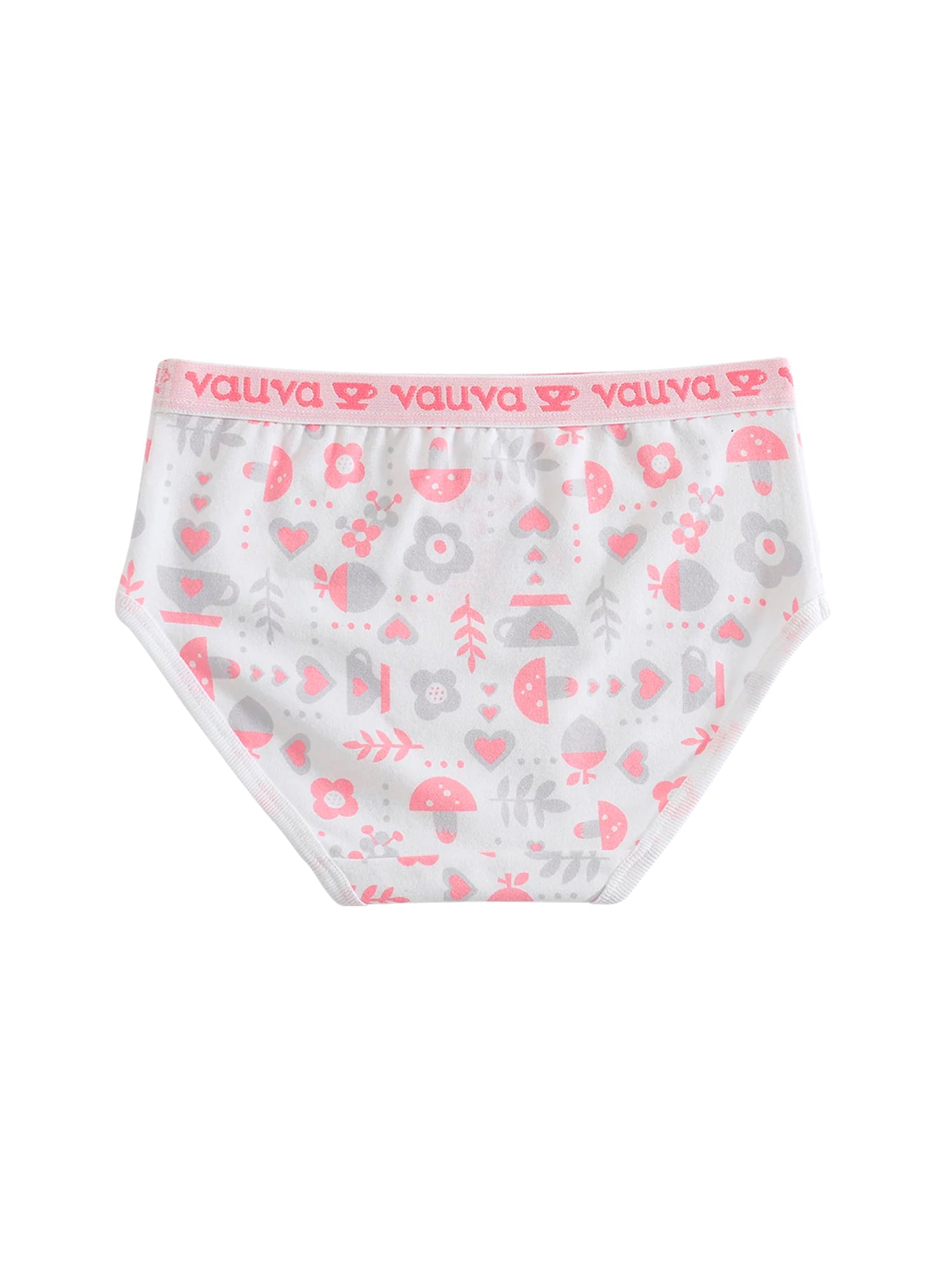 VAUVA Vauva Girls Organic Cotton Underwear - Vauva Pattern / Grey Love Underwear