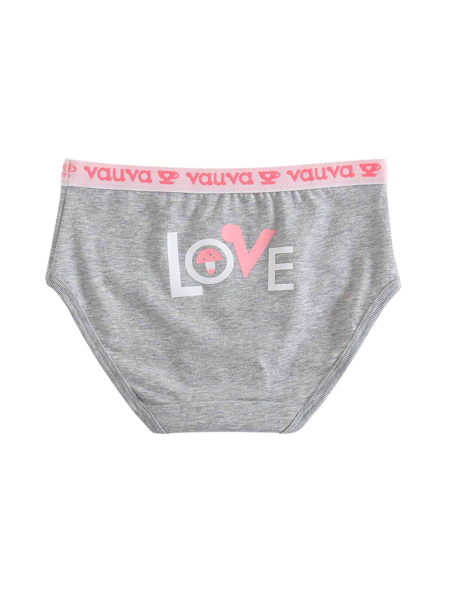 VAUVA Vauva Girls Organic Cotton Underwear - Vauva Pattern / Grey Love Underwear