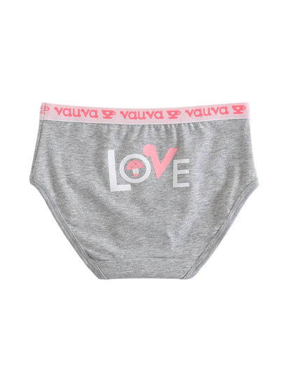 VAUVA Vauva Girls Organic Cotton Underwear - Vauva Pattern / Grey Love Underwear