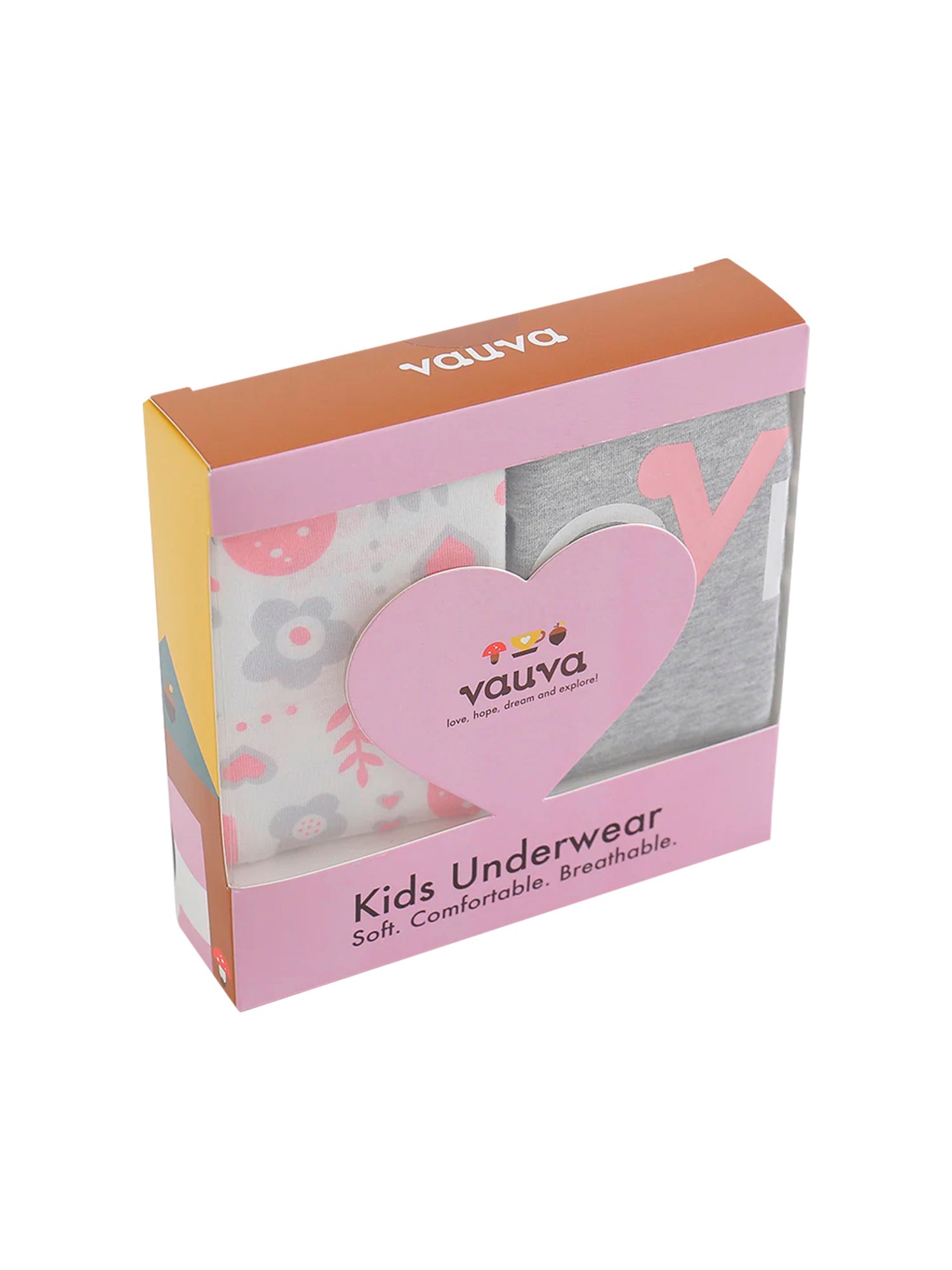 VAUVA Vauva Girls Organic Cotton Underwear - Vauva Pattern / Grey Love Underwear