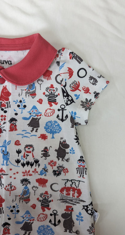 Vauva x Moomin Vauva x Moomin- Baby Boy Moomin All Over Print Polo Romper - Red Romper