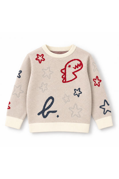 Boys All-Over Stars & Dino Knit Sweater