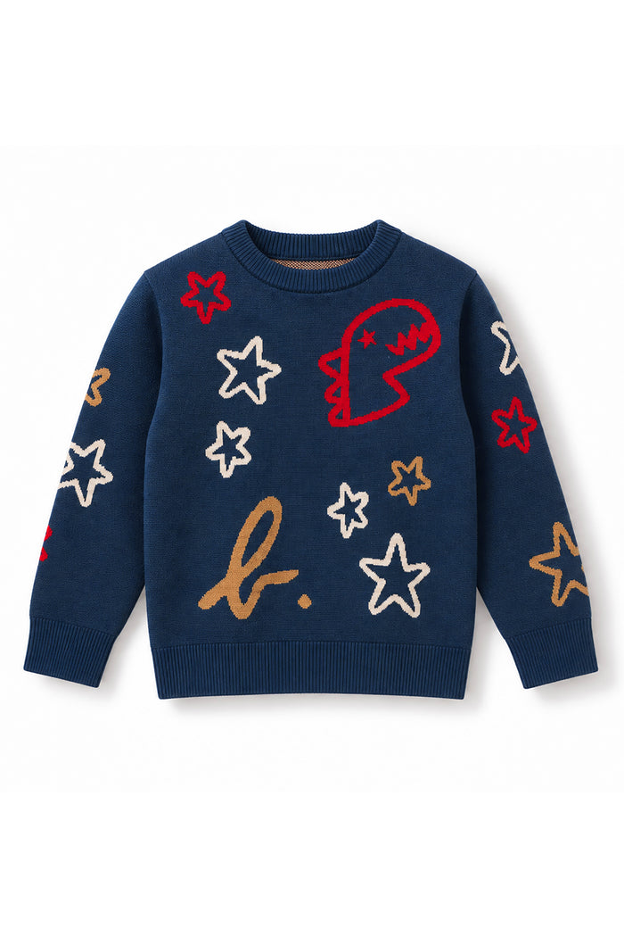 Boys All-Over Stars & Dino Knit Sweater