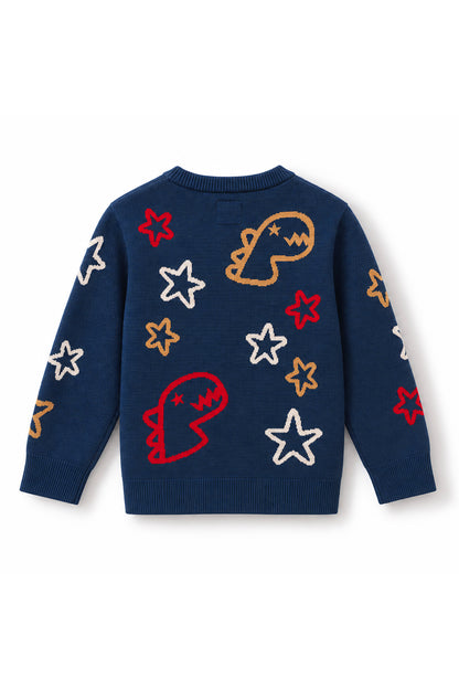 Boys All-Over Stars & Dino Knit Sweater